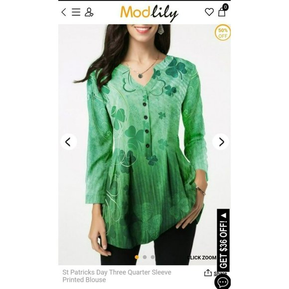 Shamrock lucky Saint Patrick's Day Green blouse size Medium - Picture 5 of 5